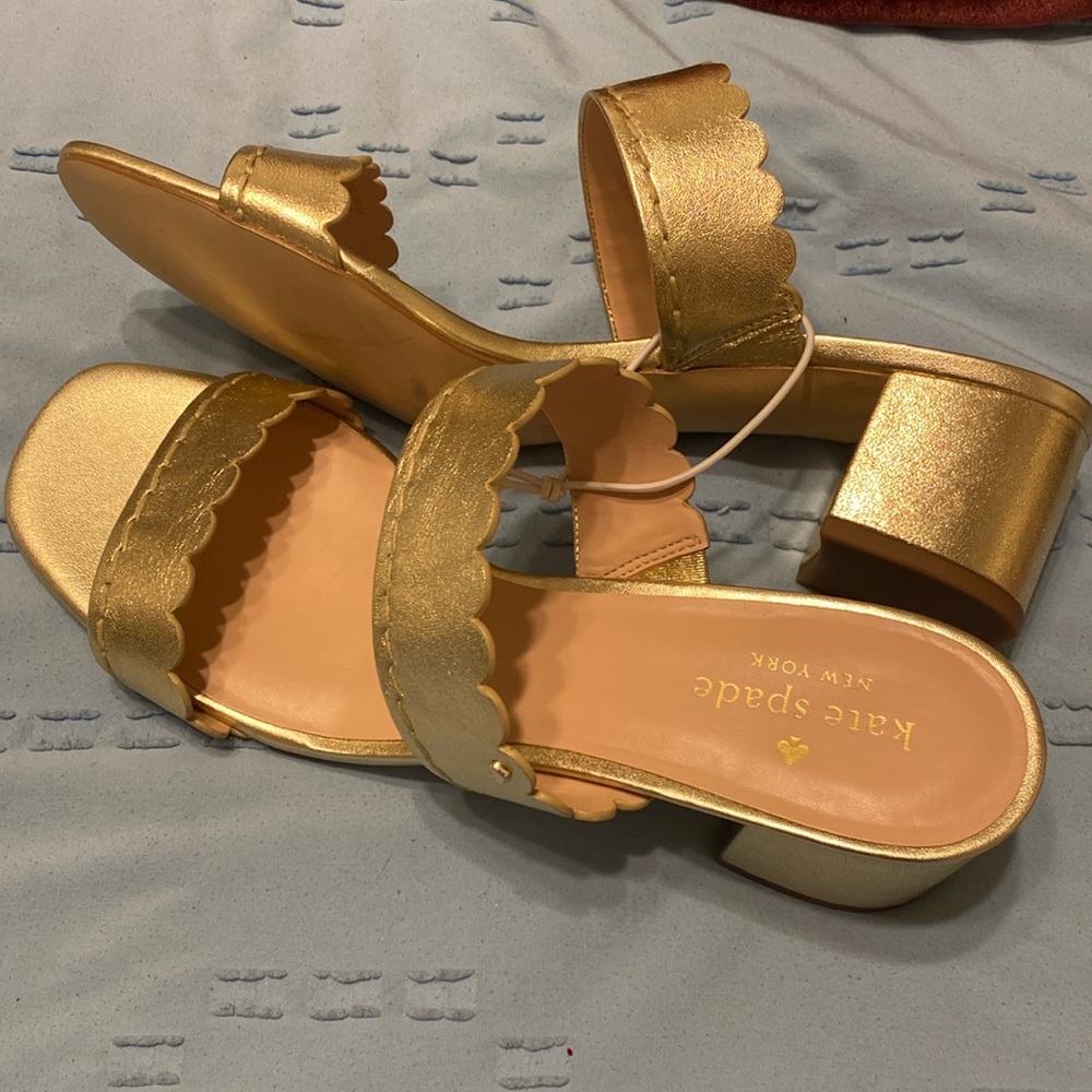 Kate Spade Gold Scalloped Heels
